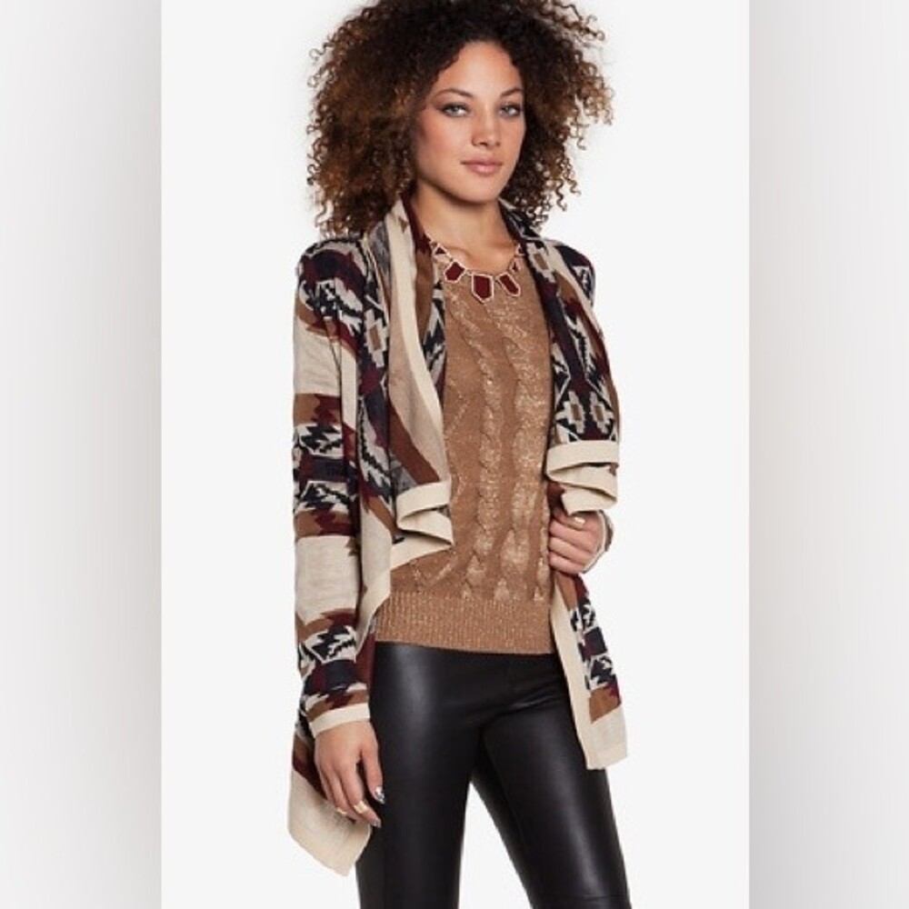 Under Skies Tribal Pattern Waterfall Cardigan Size Medium Southwest Boho